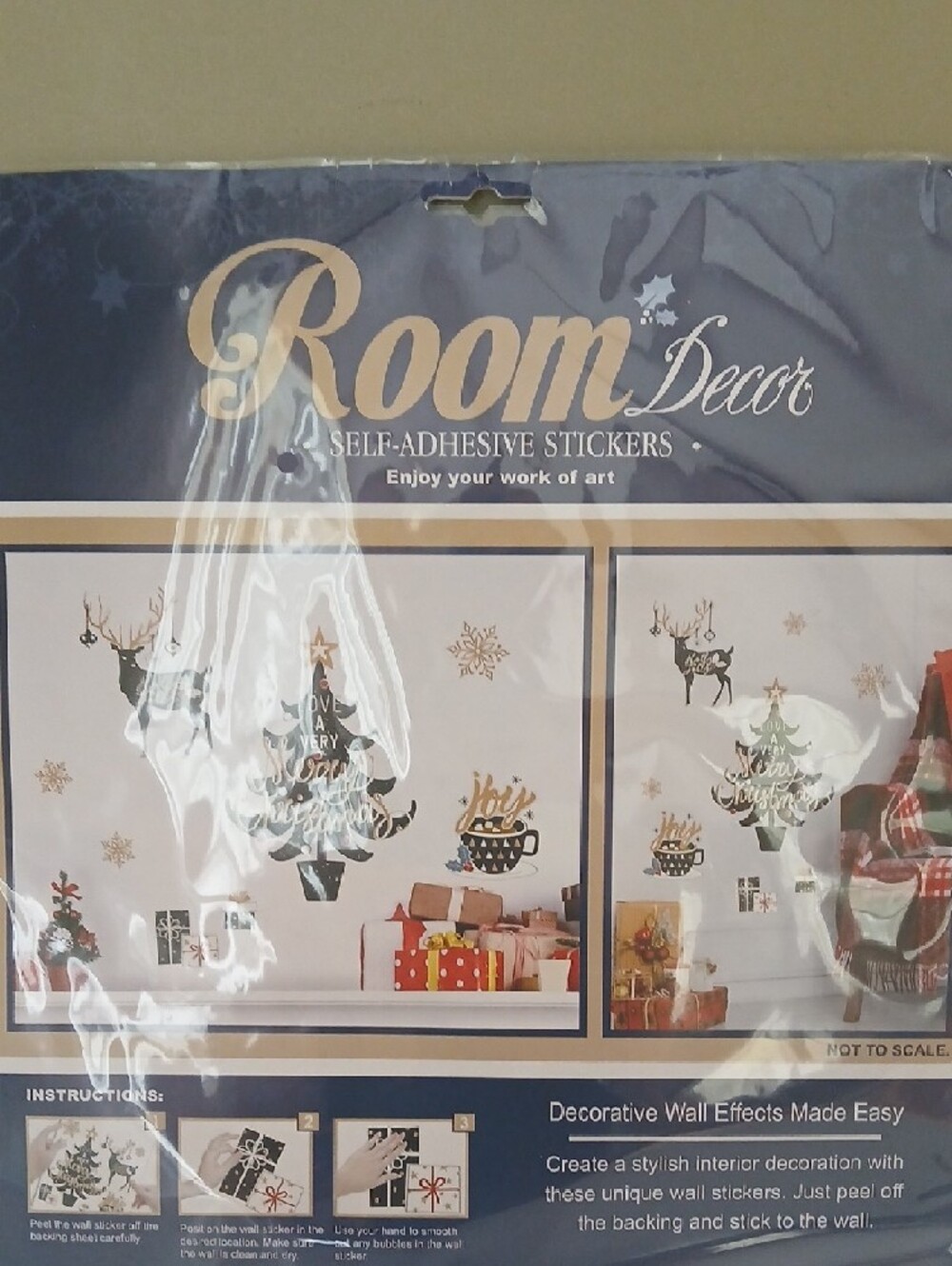 Holiday Stickers - Black & Gold Christmas Tree and Reindeer - Picture 2 of 5